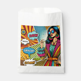 Een trendy illustratie in retro pop art stijl bedankzakje