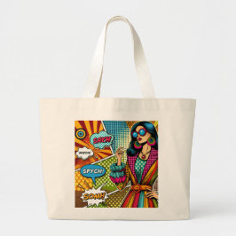 Een trendy illustratie in retro pop art stijl grote tote bag