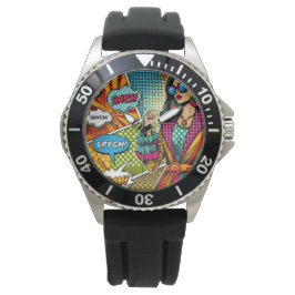 Een trendy illustratie in retro pop art stijl horloge