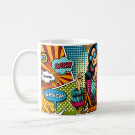 Een trendy illustratie in retro pop art stijl koffiemok