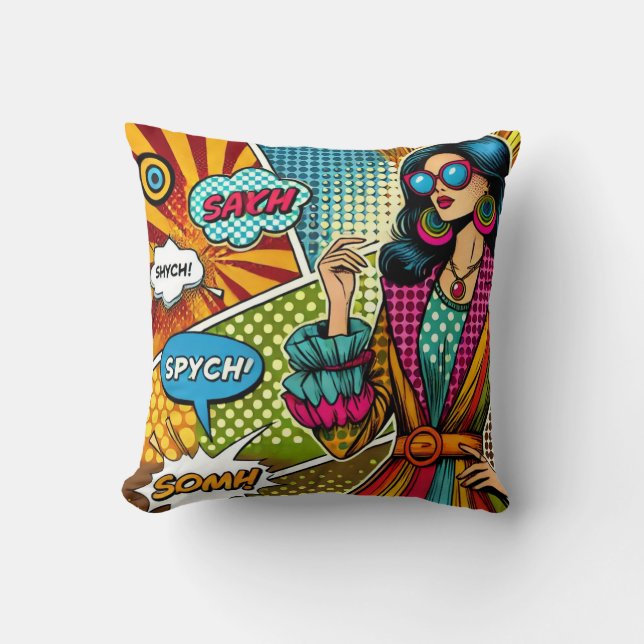 Een trendy illustratie in retro pop art stijl kussen (Voorkant)