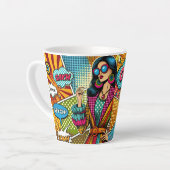 Een trendy illustratie in retro pop art stijl latte mok (Linkerhoek)