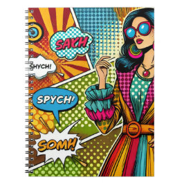 Een trendy illustratie in retro pop art stijl notitieboek