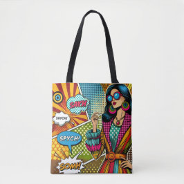 Een trendy illustratie in retro pop art stijl tote bag