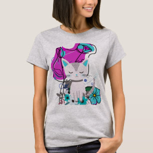 Een trendy kattenliefhebber kleurrijk ontwerp t-shirt