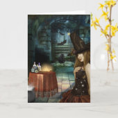 Een treurig Leven Halloween heks Kaart (Gele Bloem)