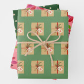 Een trio van Vakantie cadeau wrap Inpakpapier Vel (In situ)