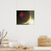 Een troebele Jupiter-achtige planeet die ronddraai Poster (Keuken)