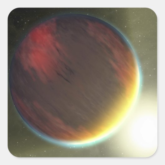 Een troebele Jupiter-achtige planeet die ronddraai Vierkante Sticker (Voorkant)