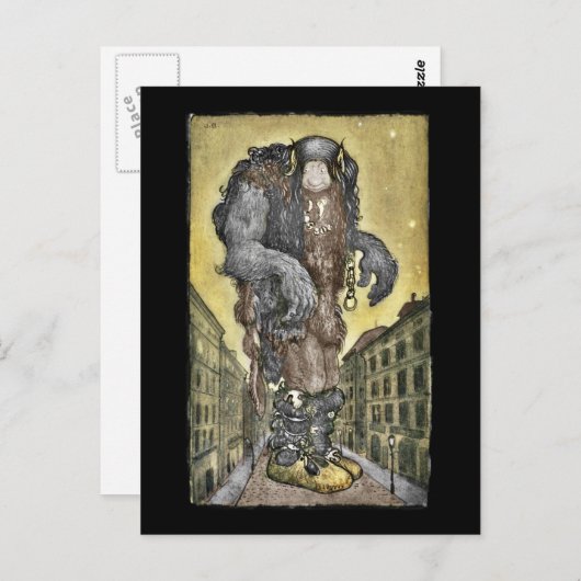 Een troll in de stad briefkaart (Voorkant / Achterkant)