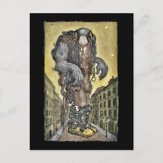 Een troll in de stad briefkaart (Voorkant)
