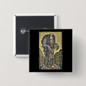 Een troll in de stad vierkante button 5,1 cm (Voorkant /achterkant)
