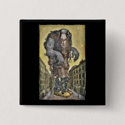 Een troll in de stad vierkante button 5,1 cm (Voorkant)