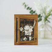 Een trompe l'oeil van een open glazuurkast briefkaart (Staand voorkant)