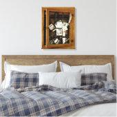 Een trompe l'oeil van een open glazuurkast canvas afdruk (Insitu (Slaapkamer))