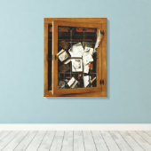 Een trompe l'oeil van een open glazuurkast canvas afdruk (Insitu (Houten vloer))