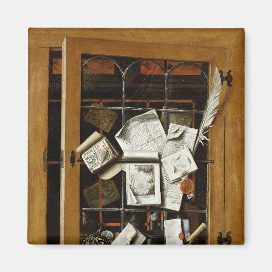 Een trompe l'oeil van een open glazuurkast magneet (Voorkant)