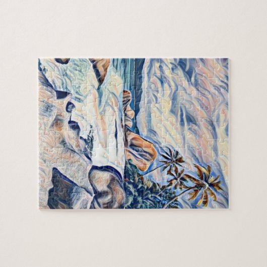 Een tropisch eiland, strand en palmbomen legpuzzel (Horizontaal)