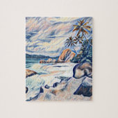 Een tropisch eiland, strand en palmbomen legpuzzel (Verticaal)