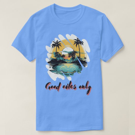 Een tropisch eilandparadijs met palmbomen en krete t-shirt (Design voorkant)