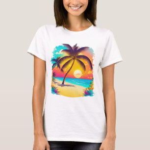 Een tropisch paradijs met palmbomen, zandstranden t-shirt