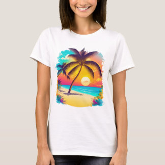 Een tropisch paradijs met palmbomen, zandstranden t-shirt