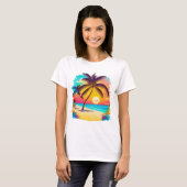 Een tropisch paradijs met palmbomen, zandstranden t-shirt (Voorkant volledig)