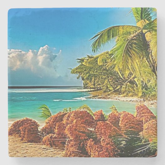 Een tropisch paradijs. stenen onderzetter (Voorkant)