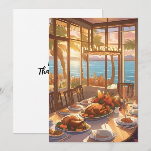 Een Tropisch Thanksgiving Feest = Wenskaart Kaart (Voorkant / Achterkant)