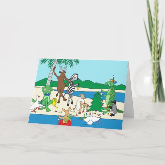 Een Tropische Beach Holiday Greep Feestdagen Kaart (Voorkant)