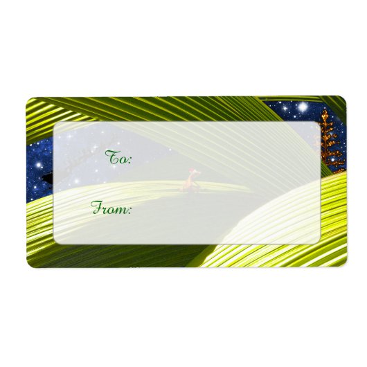 Een Tropische Kerstmis van Gecko Lizard Etiket (Voorkant)