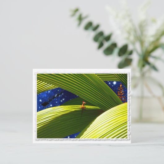 Een Tropische Kerstmis van Gecko Lizard Feestdagenkaart (Staand voorkant)