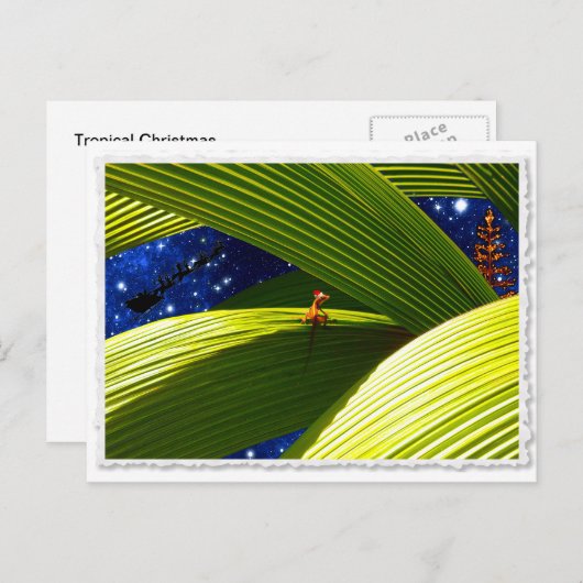 Een Tropische Kerstmis van Gecko Lizard Feestdagenkaart (Voorkant / Achterkant)