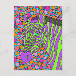 Een tropische Zebra Stripes Mosaic Paars Green Fun Briefkaart