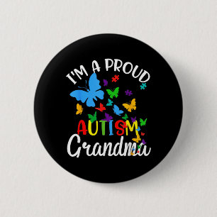 Een trotse autisme-oma puzzel lint vlinder ronde button 5,7 cm