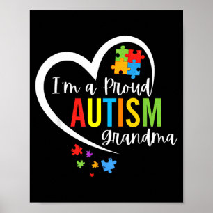Een trotse oma Liefdeshart Autisme bewustzijn puzz Poster
