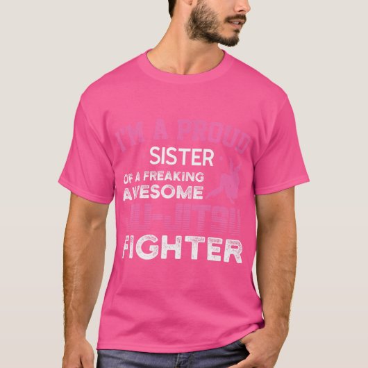 Een trotse zus van een jiu-jitsu strijder t-shirt (Voorkant)