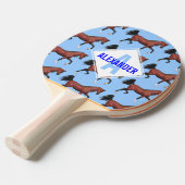 Een Trotting Bay Arabian Horses Pattern Monogram F Tafeltennisbatje (Voorkant Gekanteld)
