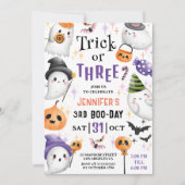 Een truc of drie! Schattigee geesten Halloween 3e  Kaart (Voorkant)