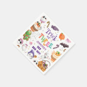 Een truc of drie! Schattigee Paarse Halloween 3e V Servet (Hoek)