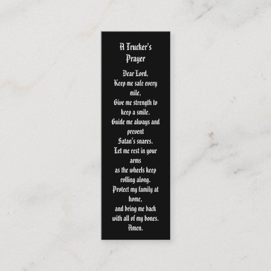 Een trucker gebed Bladwijzer gebed Kaart Mini Visitekaartje (Voorkant)