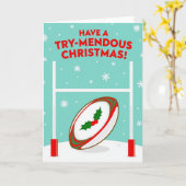 Een Trymendous Kerstmis Rugby Kaart (Gele Bloem)