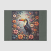 Een tucan in het oerwoud met bloemen tissuepapier (Voorkant)