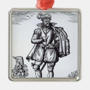 Een Tudor Gentleman Metalen Ornament