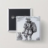 Een Tudor Gentleman Vierkante Button 5,1 Cm (Voorkant /achterkant)