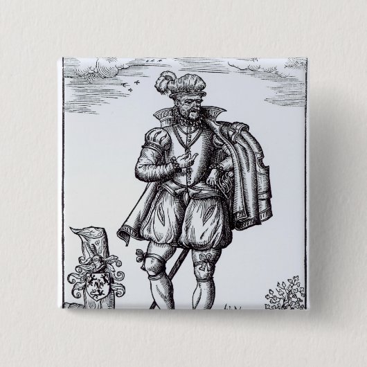Een Tudor Gentleman Vierkante Button 5,1 Cm (Voorkant)