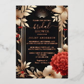 Een Tuin Diamond Rood Zwart en Goud Vrijgezellenfe Folie Uitnodiging (Voorkant)