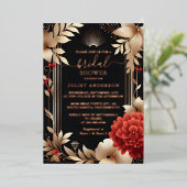 Een Tuin Diamond Rood Zwart en Goud Vrijgezellenfe Folie Uitnodiging (Staand Voorkant)