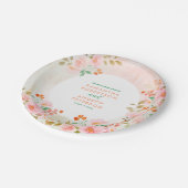 Een Tuin Romance: Roze & Groene Waterverf Bruiloft Papieren Bordje (Gekanteld)