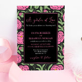 Een tuin van liefde. Roze Pioen Bloemen Bruiloft Kaart